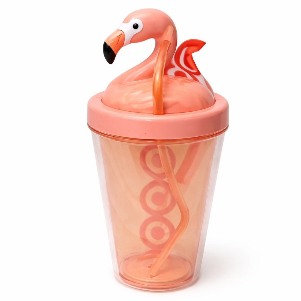Flamingo Top Pink Tumbler with Straw